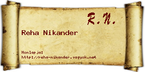 Reha Nikander névjegykártya